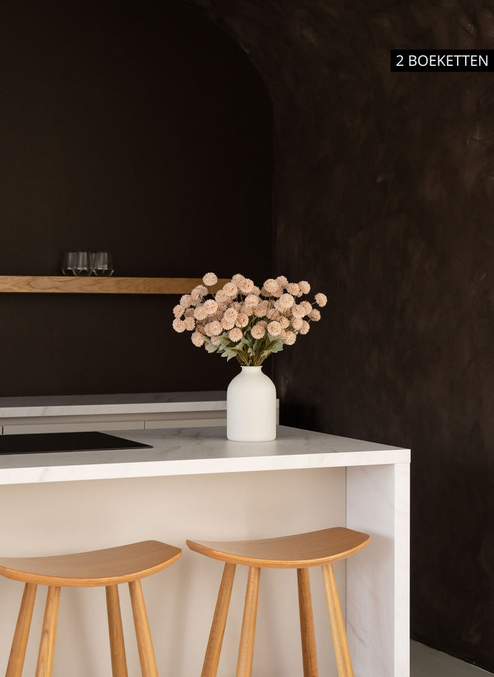 Zijden Kiku Bloemen - Crème (10 stengels/ 50 bloemhoofdjes)