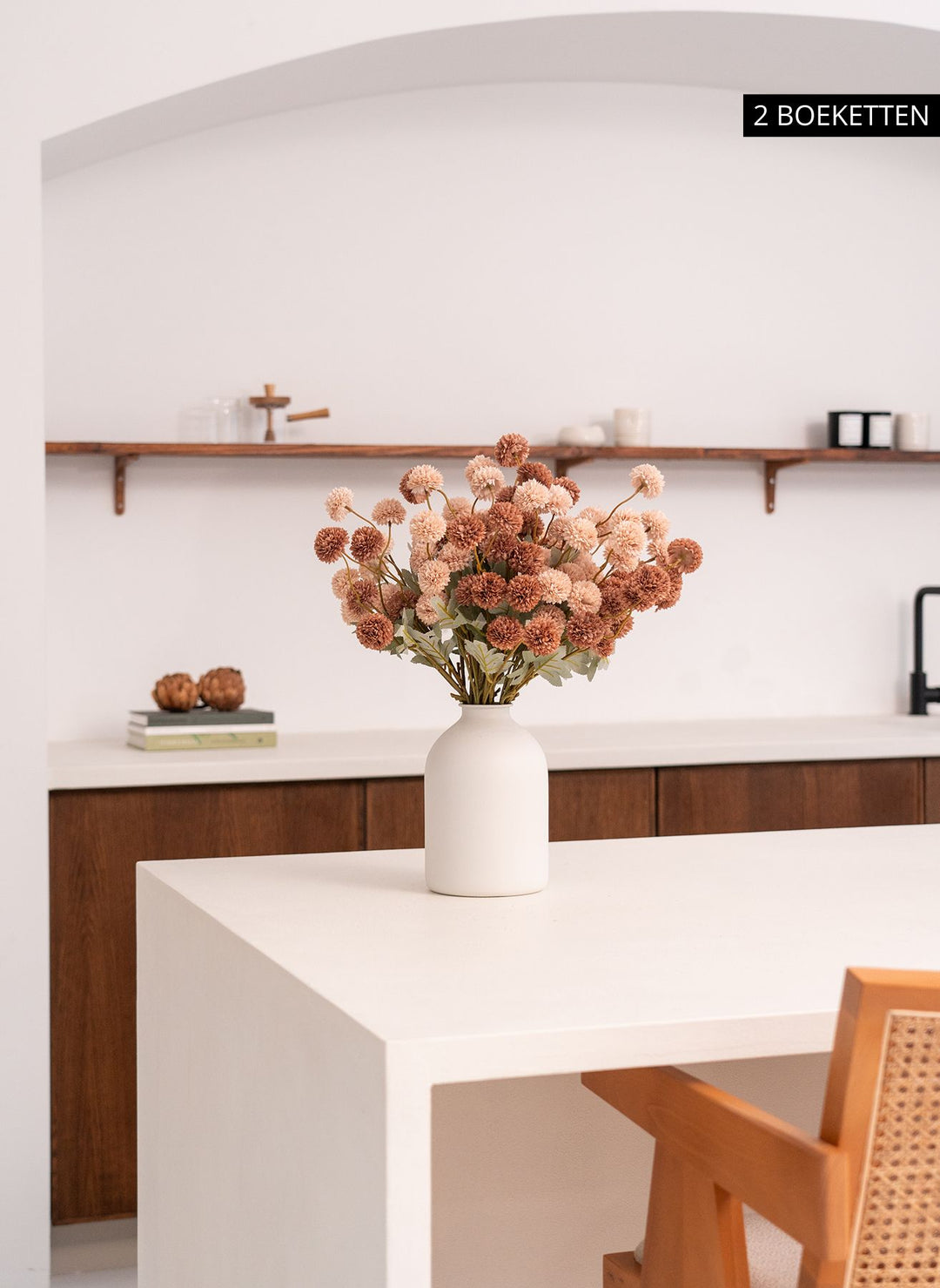 Zijden Kiku Bloemen - Crème Mix (10 stengels/ 50 bloemhoofdjes)