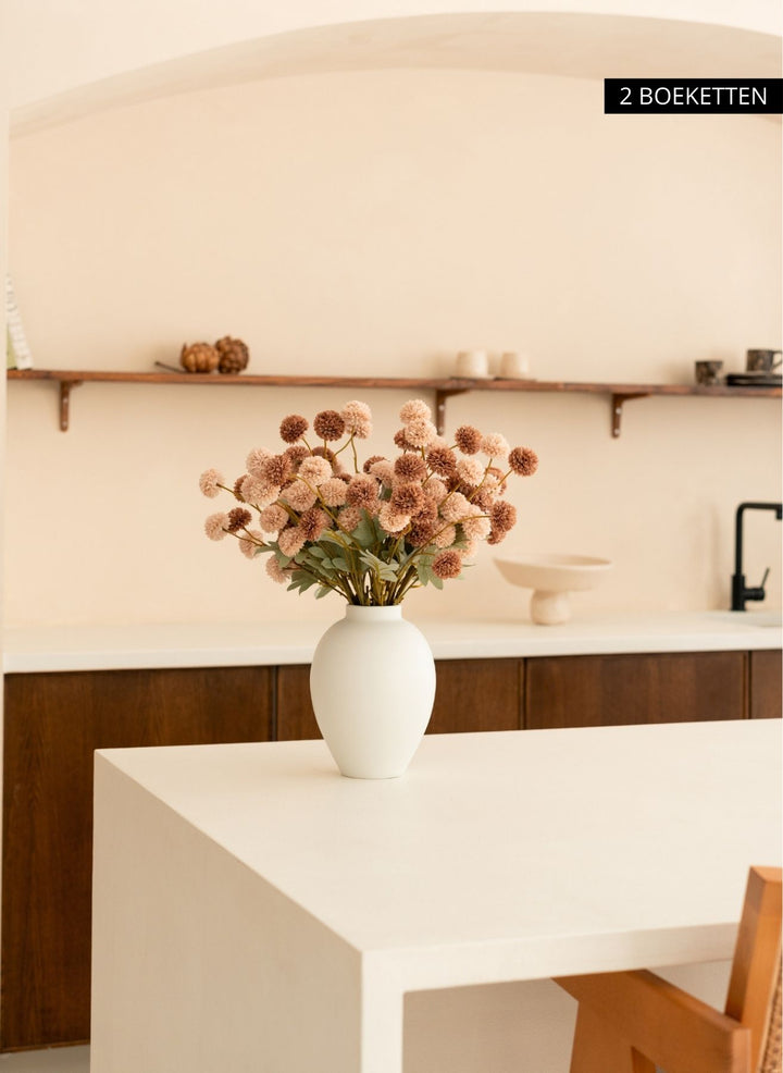 Zijden Kiku Bloemen - Crème Mix (10 stengels/ 50 bloemhoofdjes)