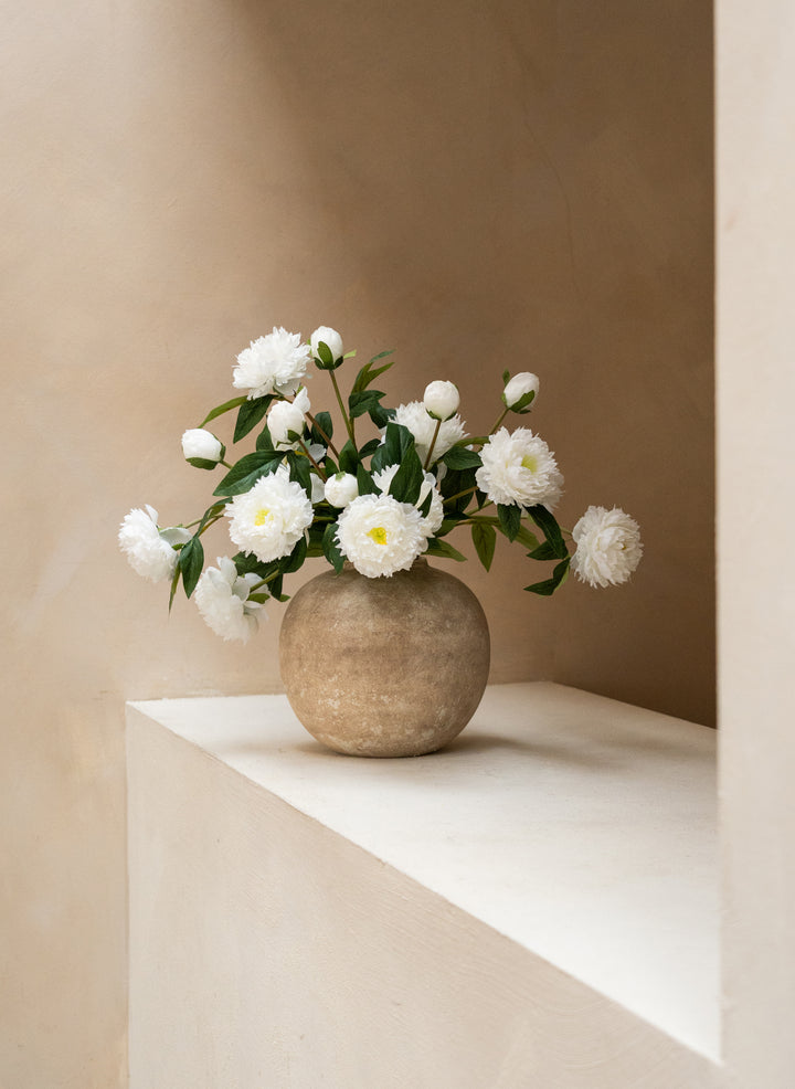 Zijden Pioenrozen - Wit (6 stengels/ 18 bloemhoofdjes)