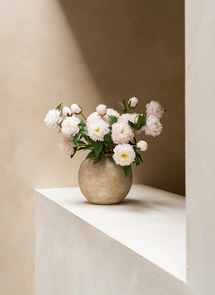 Zijden Pioenrozen - Lichtroze (6 stengels/ 18 bloemhoofdjes)