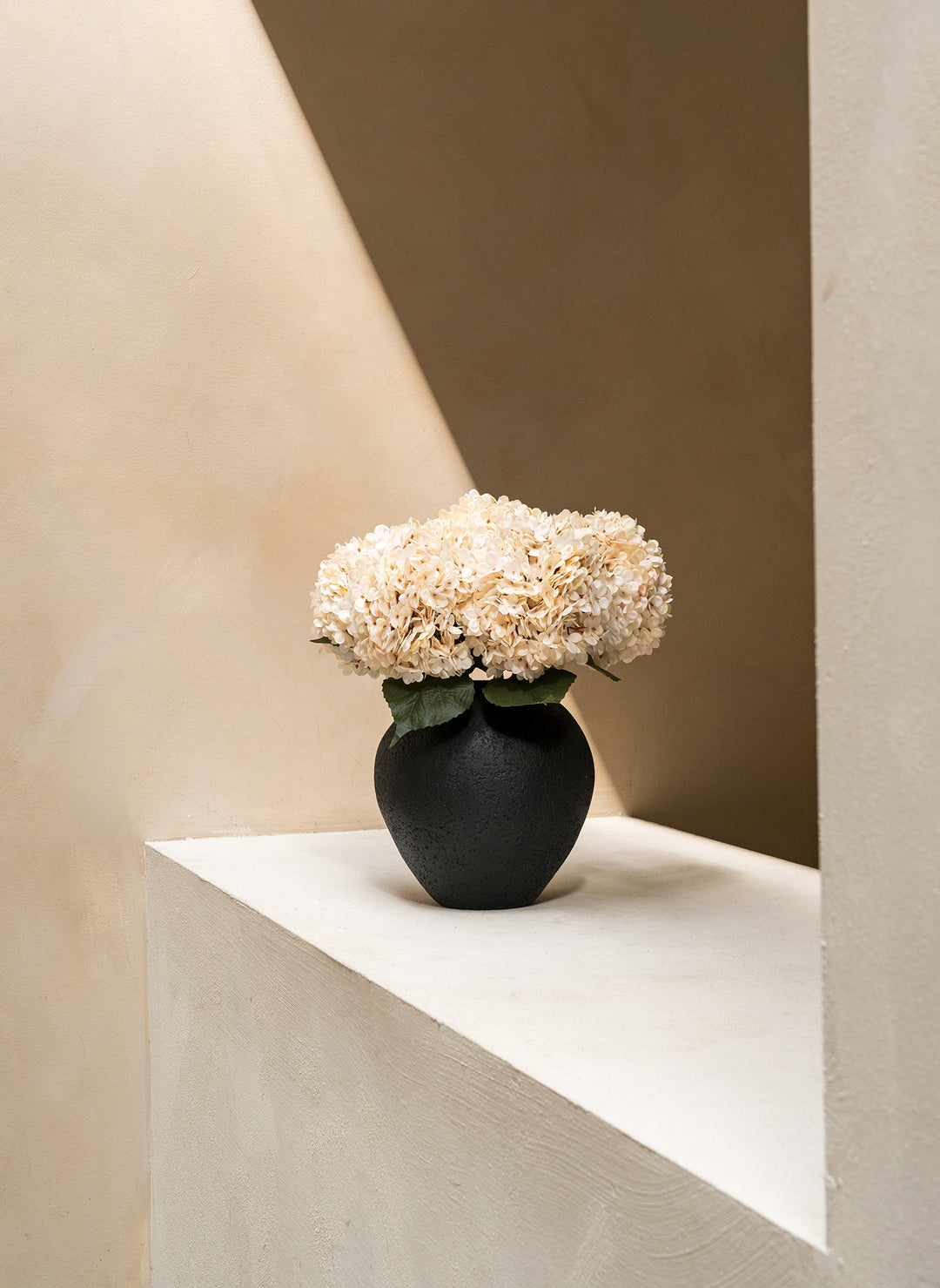 Grote Zijden Hortensia (5 stengels) - Crème