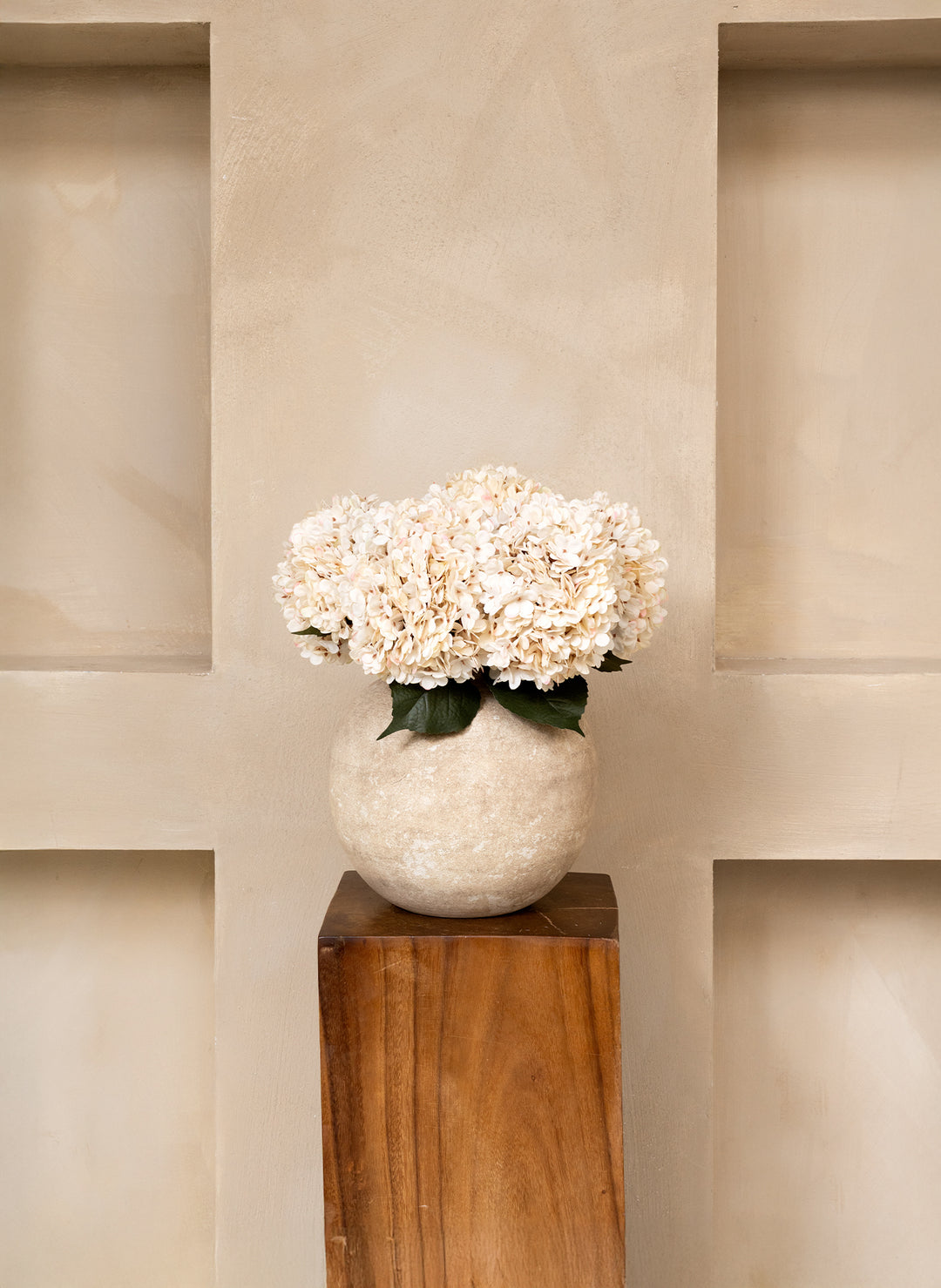 Grote Zijden Hortensia (5 stengels) - Crème