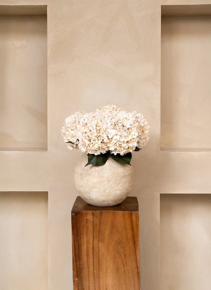 Grote Zijden Hortensia (5 stengels) - Crème