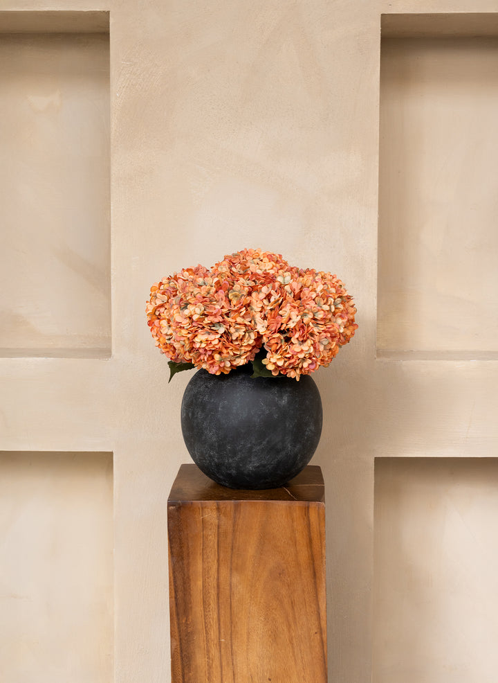 Grote Zijden Hortensia (5 stengels) - Oranje