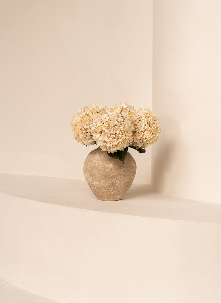 Grote Zijden Hortensia (5 stengels) - Crème