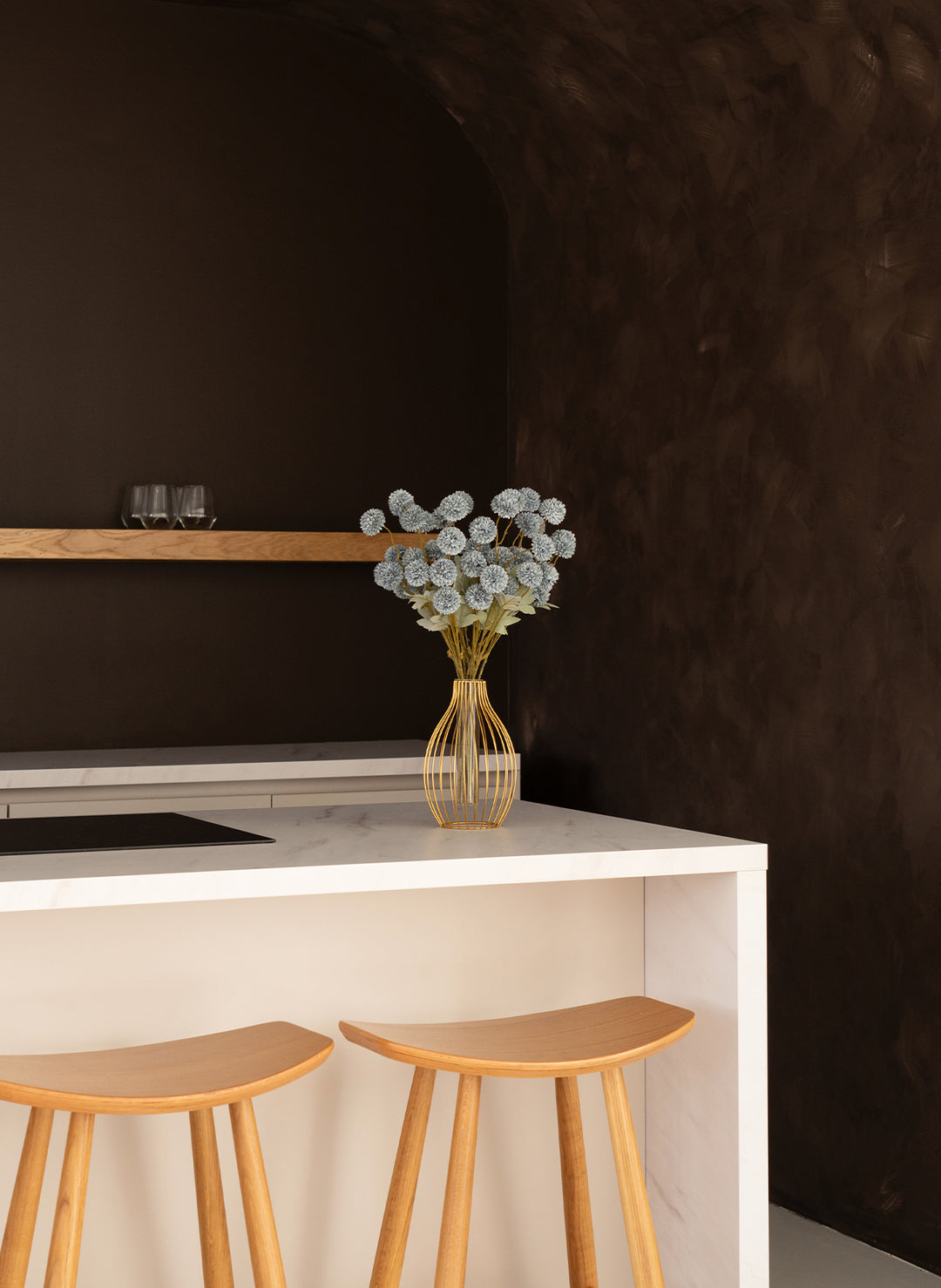 Zijden Kiku Bloemen - Blauwgrijs (10 stengels/ 50 bloemhoofdjes)