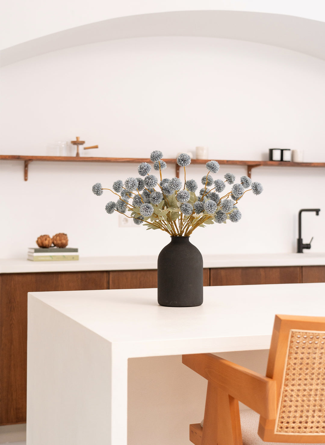 Zijden Kiku Bloemen - Blauwgrijs (10 stengels/ 50 bloemhoofdjes)