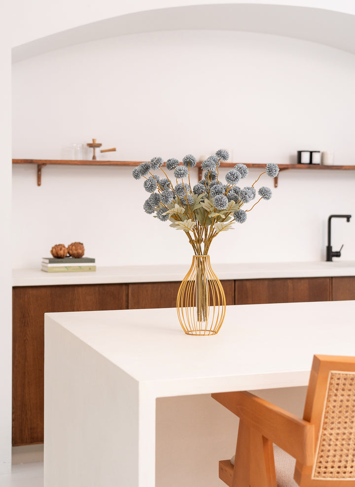 Zijden Kiku Bloemen - Blauwgrijs (10 stengels/ 50 bloemhoofdjes)