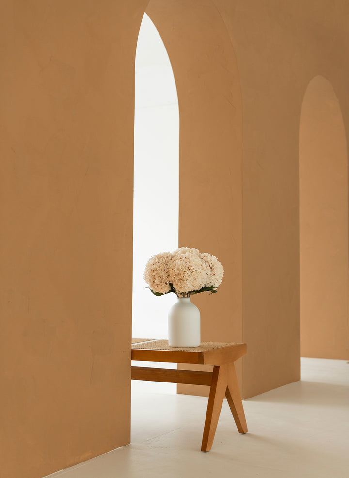 Grote Zijden Hortensia (5 stengels) - Crème