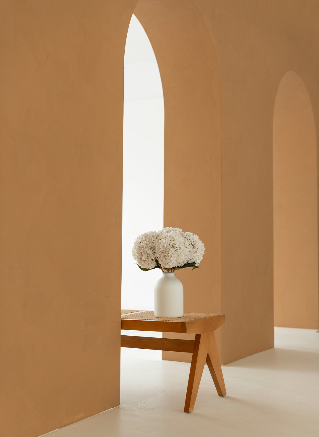 Grote Zijden Hortensia (5 stengels) - Wit