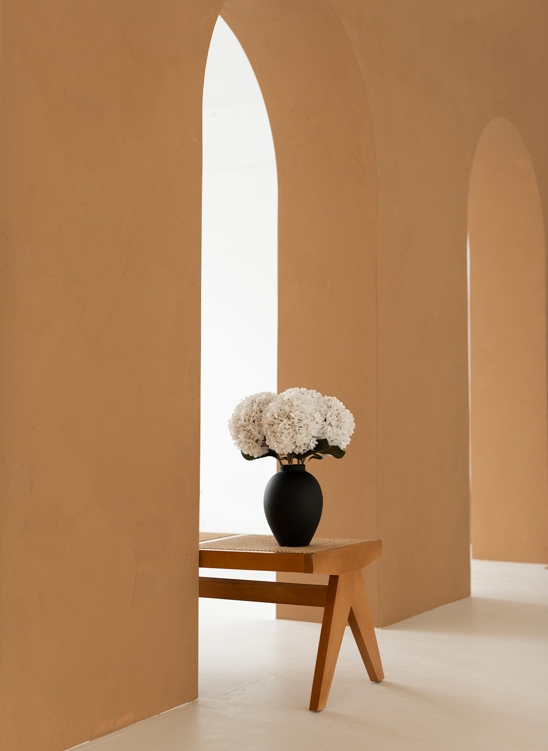 Grote Zijden Hortensia (5 stengels) - Wit