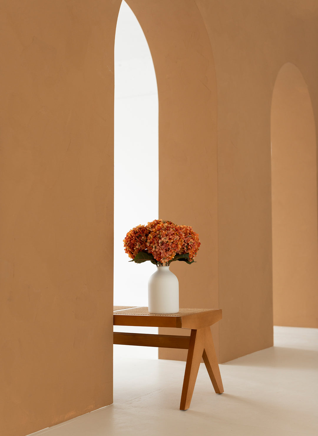 Grote Zijden Hortensia (5 stengels) - Oranje