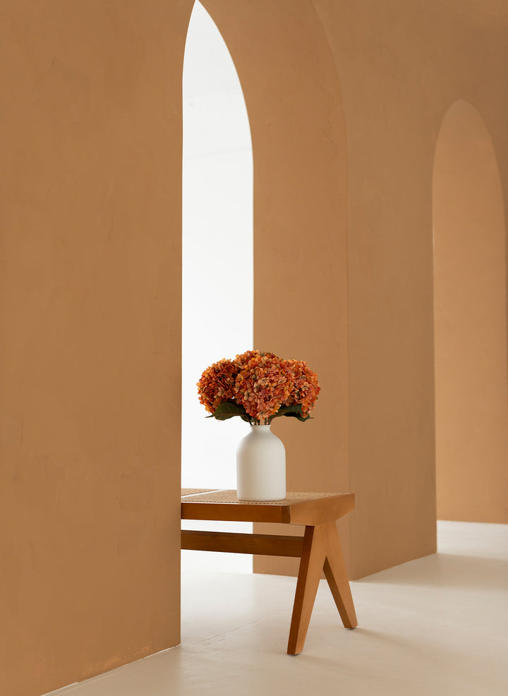 Grote Zijden Hortensia (5 stengels) - Oranje