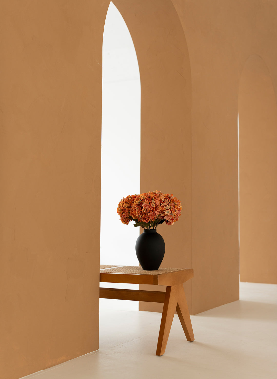 Grote Zijden Hortensia (5 stengels) - Oranje