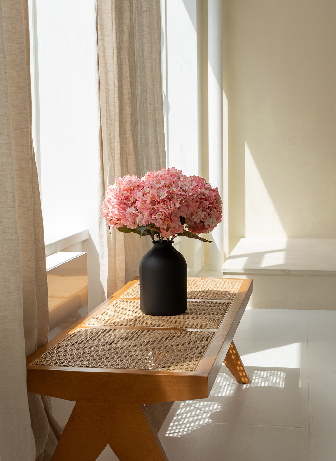 Grote Zijden Hortensia (5 stengels) - Roze