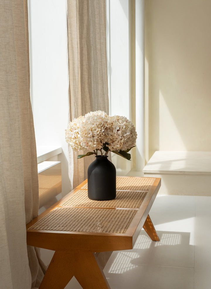 Grote Zijden Hortensia (5 stengels) - Crème