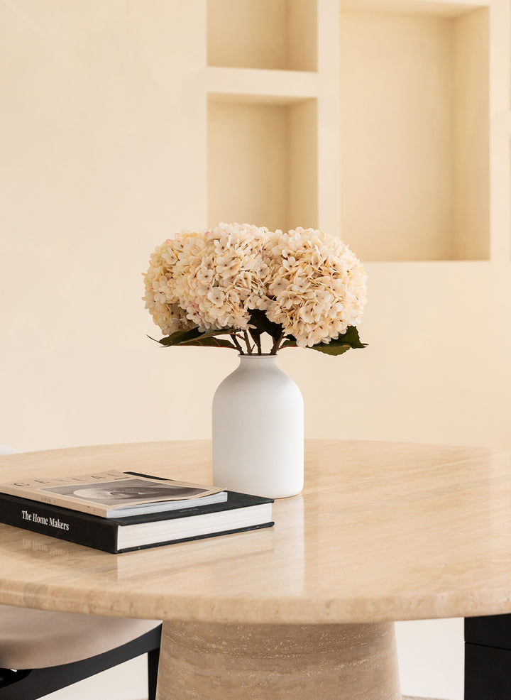 Grote Zijden Hortensia (5 stengels) - Crème