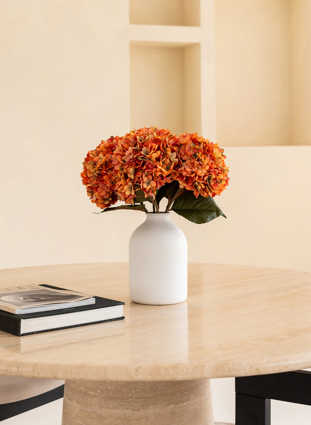 Grote Zijden Hortensia (5 stengels) - Oranje