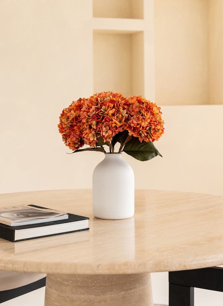 Grote Zijden Hortensia (5 stengels) - Oranje