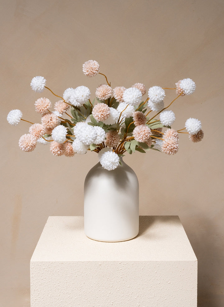 Zijden Kiku Bloemen - Beige Mix (10 stengels/ 50 bloemhoofdjes)
