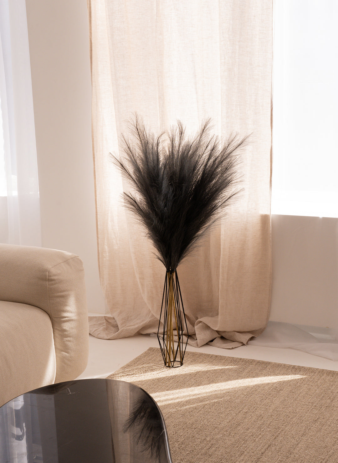 Pampas 110cm (3 stengels)- Donkergrijs