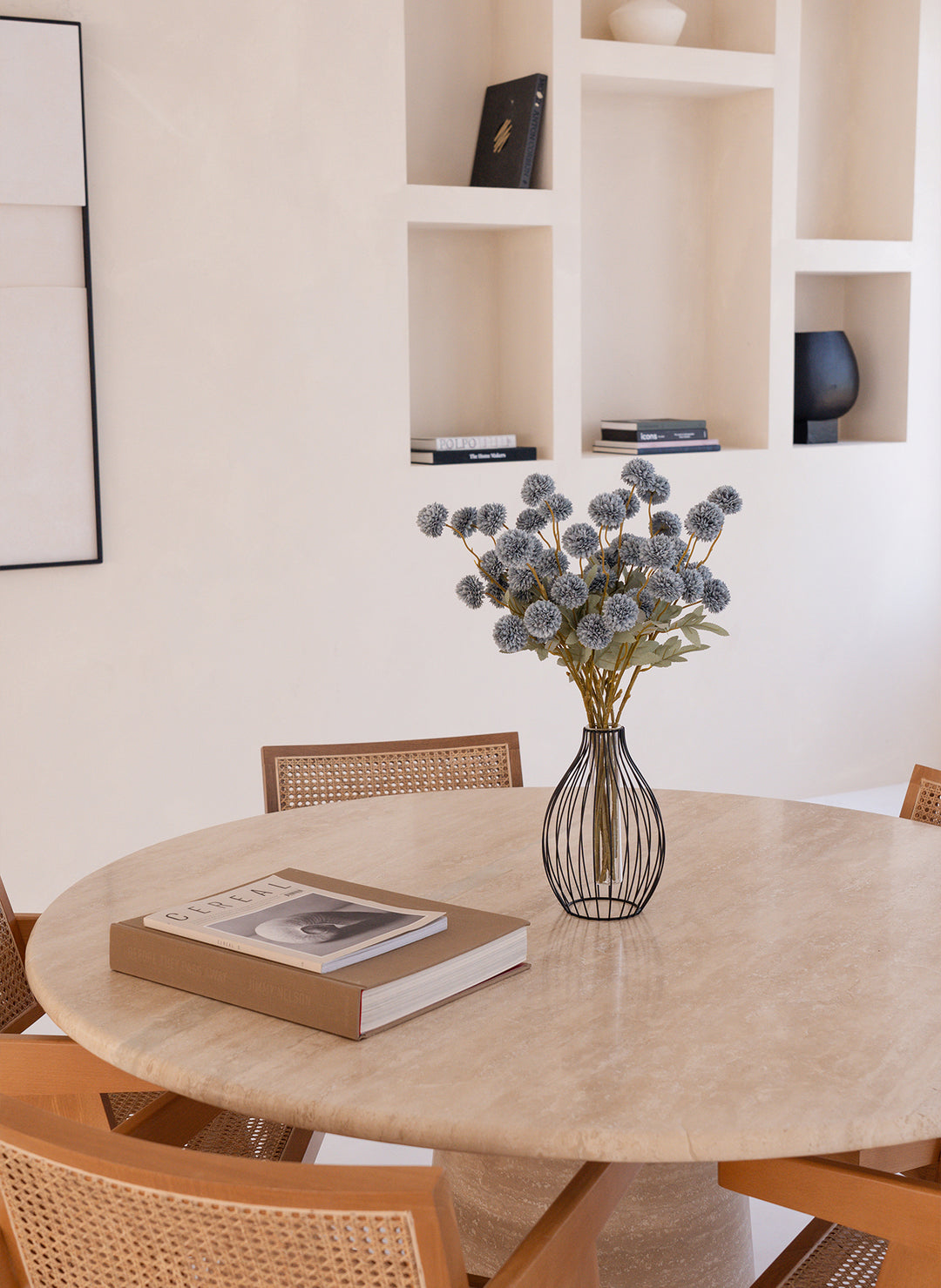 Zijden Kiku Bloemen - Blauwgrijs (10 stengels/ 50 bloemhoofdjes)