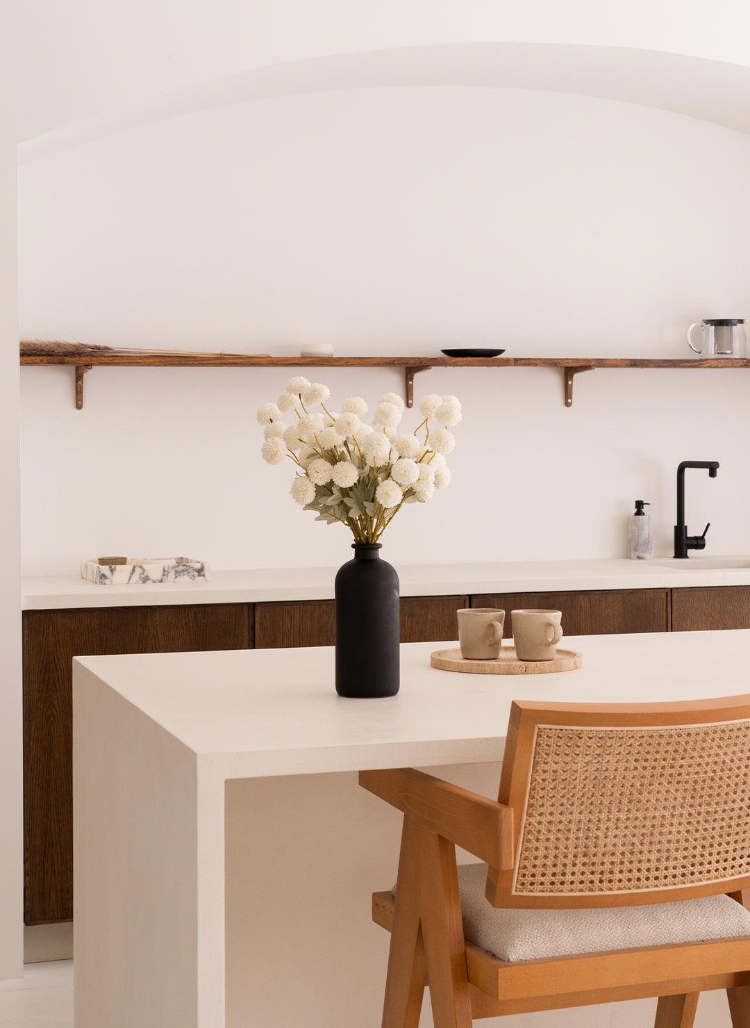 Zijden Kiku Bloemen - Wit (10 stengels/ 50 bloemhoofdjes)