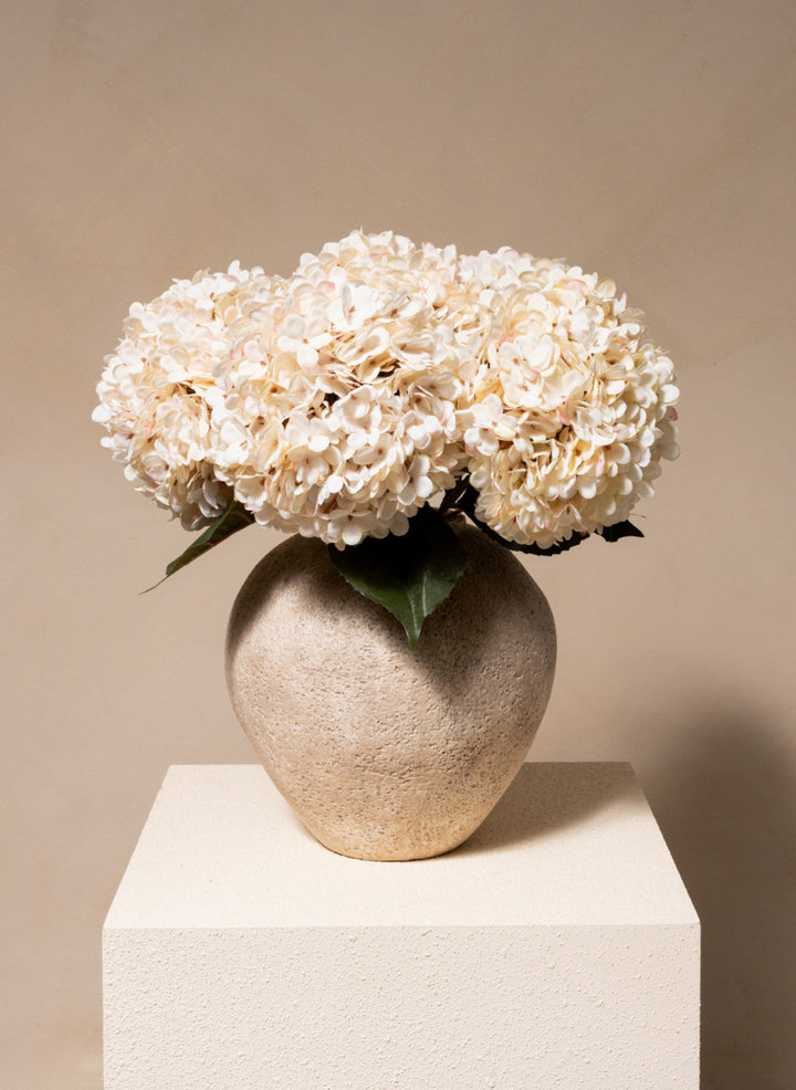 Grote Zijden Hortensia (5 stengels) - Crème