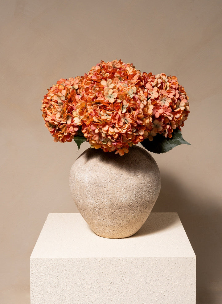 Grote Zijden Hortensia (5 stengels) - Oranje