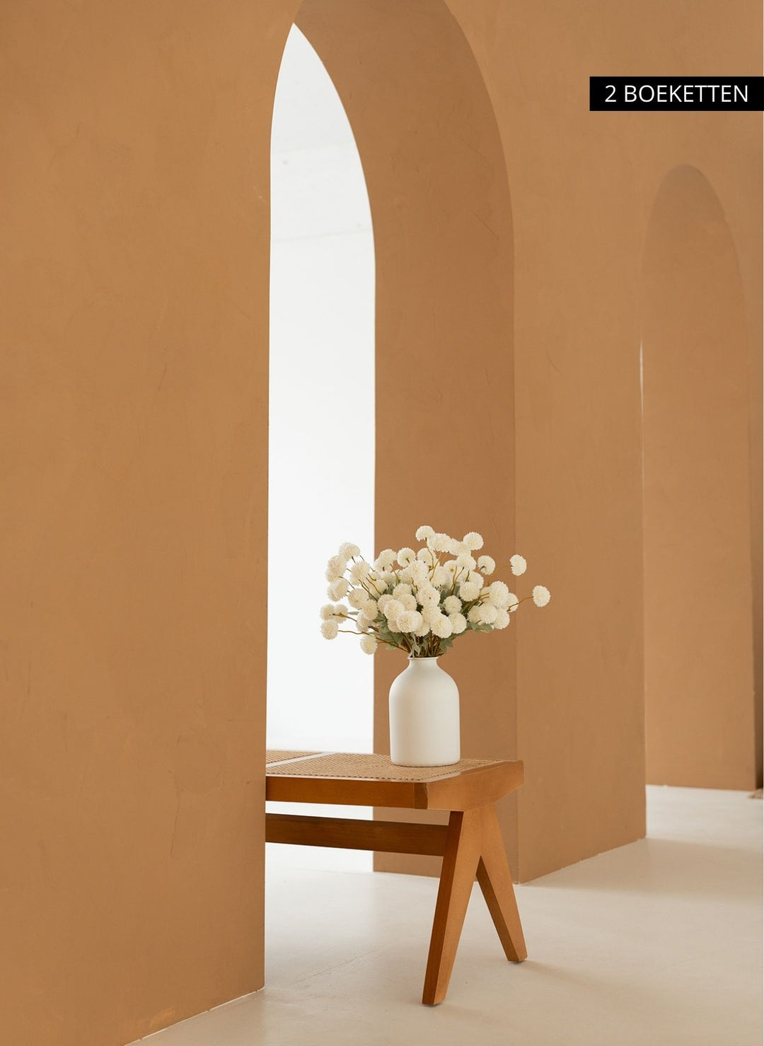 Zijden Kiku Bloemen - Wit (10 stengels/ 50 bloemhoofdjes)