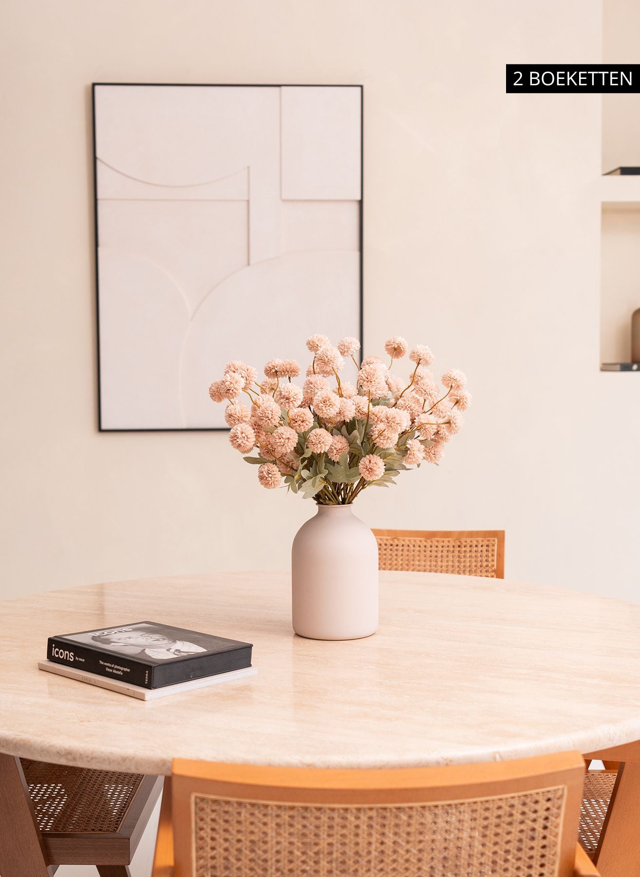 Zijden Kiku Bloemen - Crème