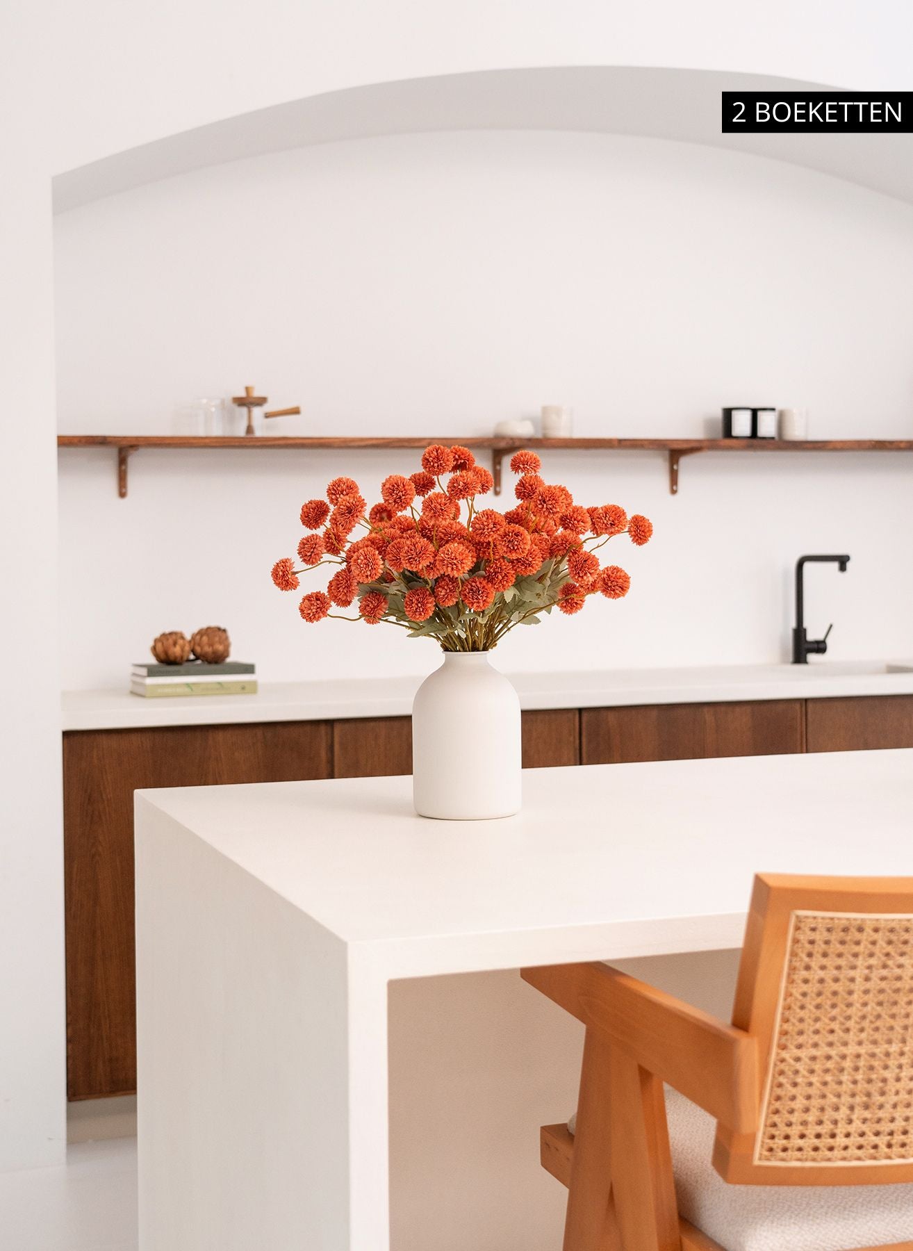 Zijden Kiku Bloemen - Omber