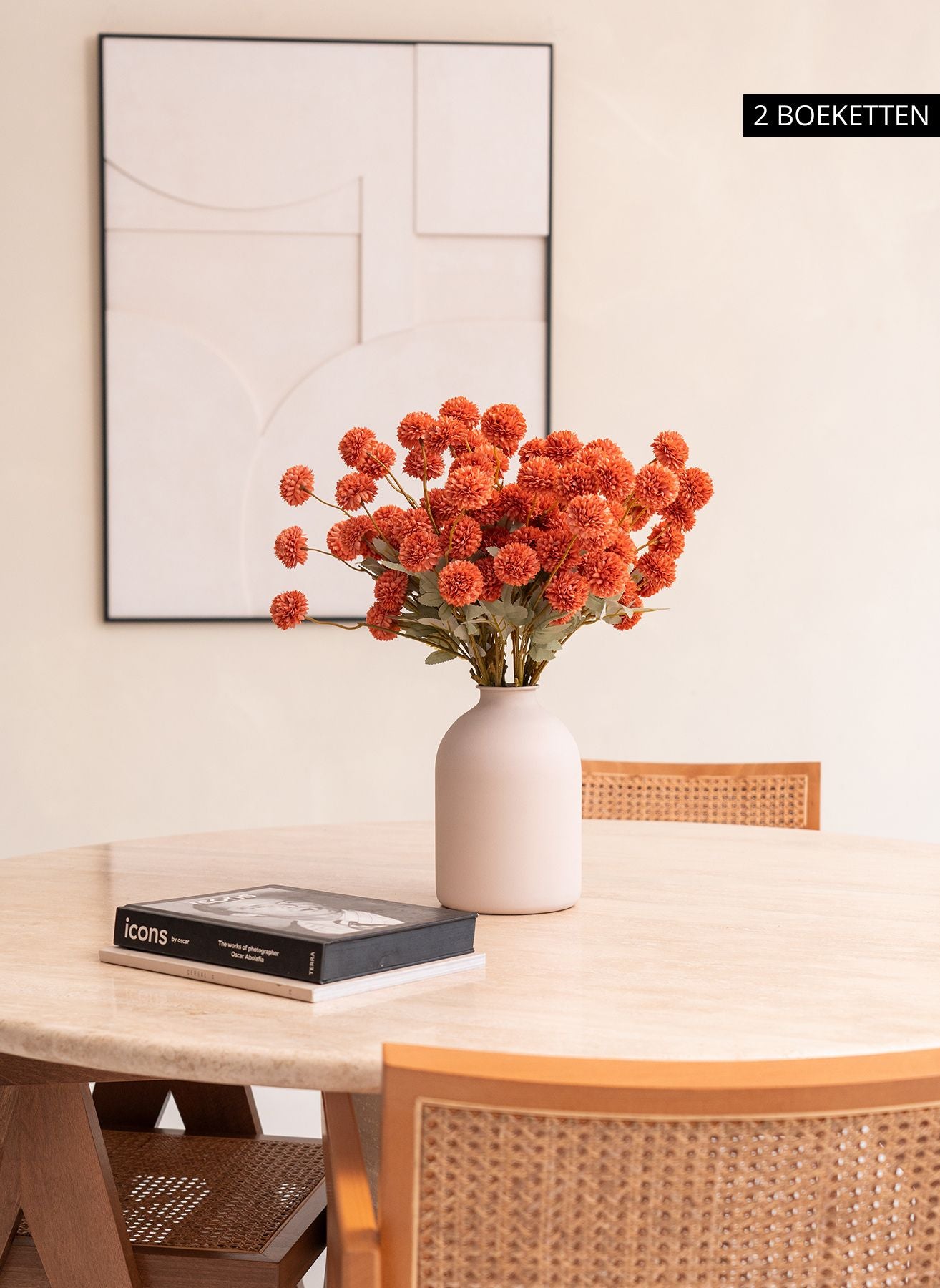 Zijden Kiku Bloemen - Omber