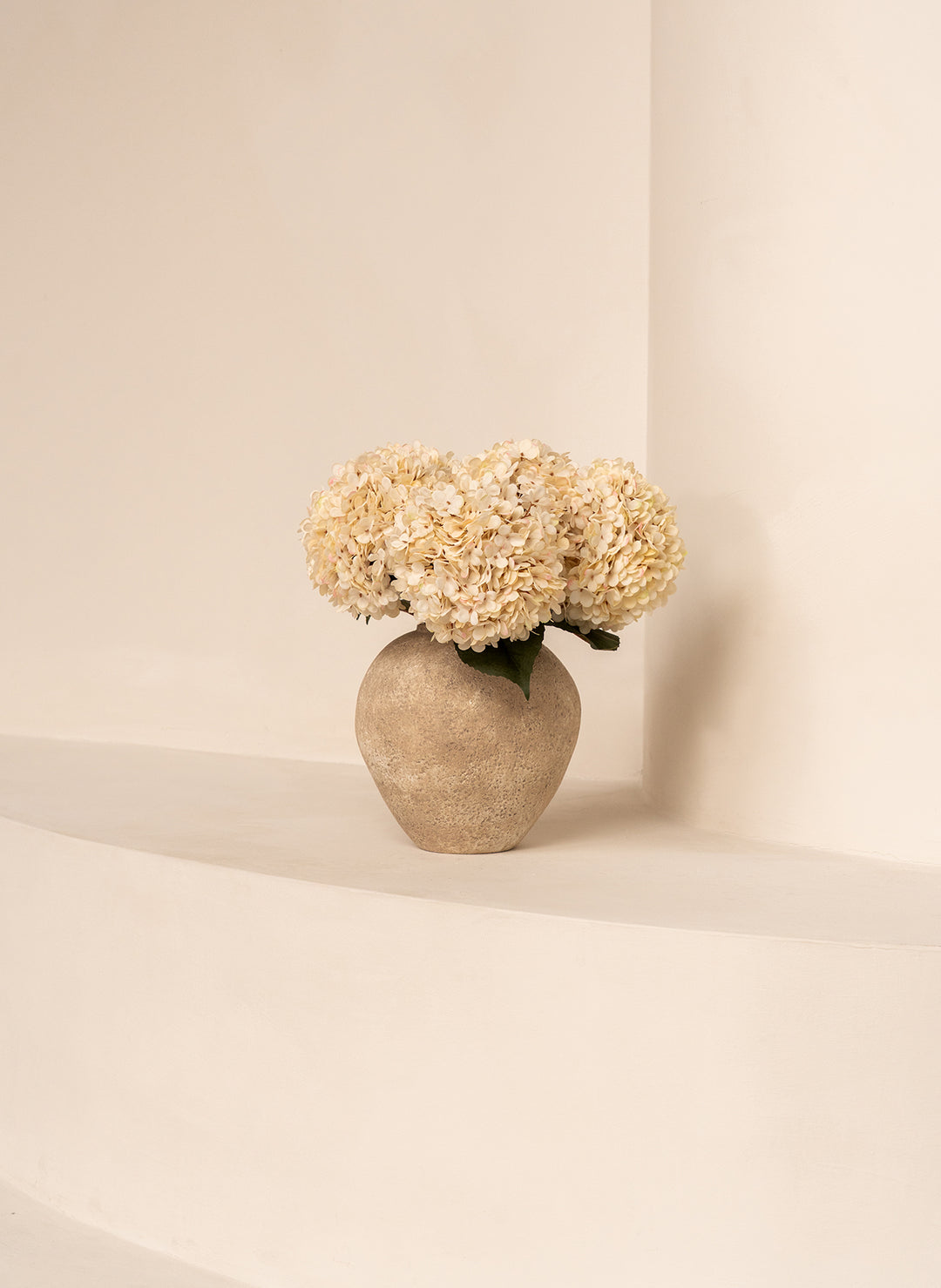 Grote Zijden Hortensia (5 stengels) - Crème