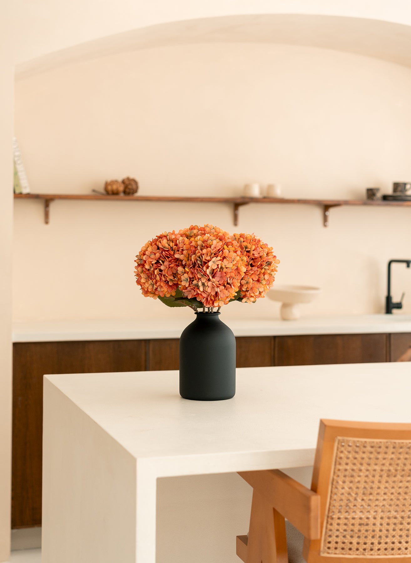 Grote Zijden Hortensia - Oranje