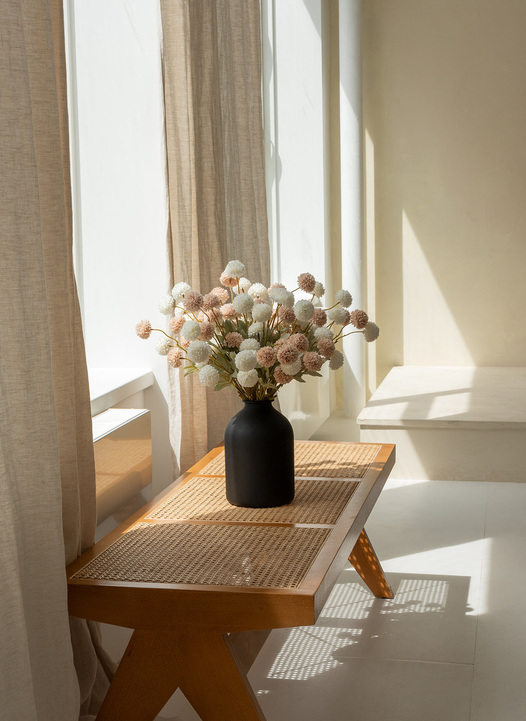 Zijden Kiku Bloemen - Beige Mix (10 stengels)