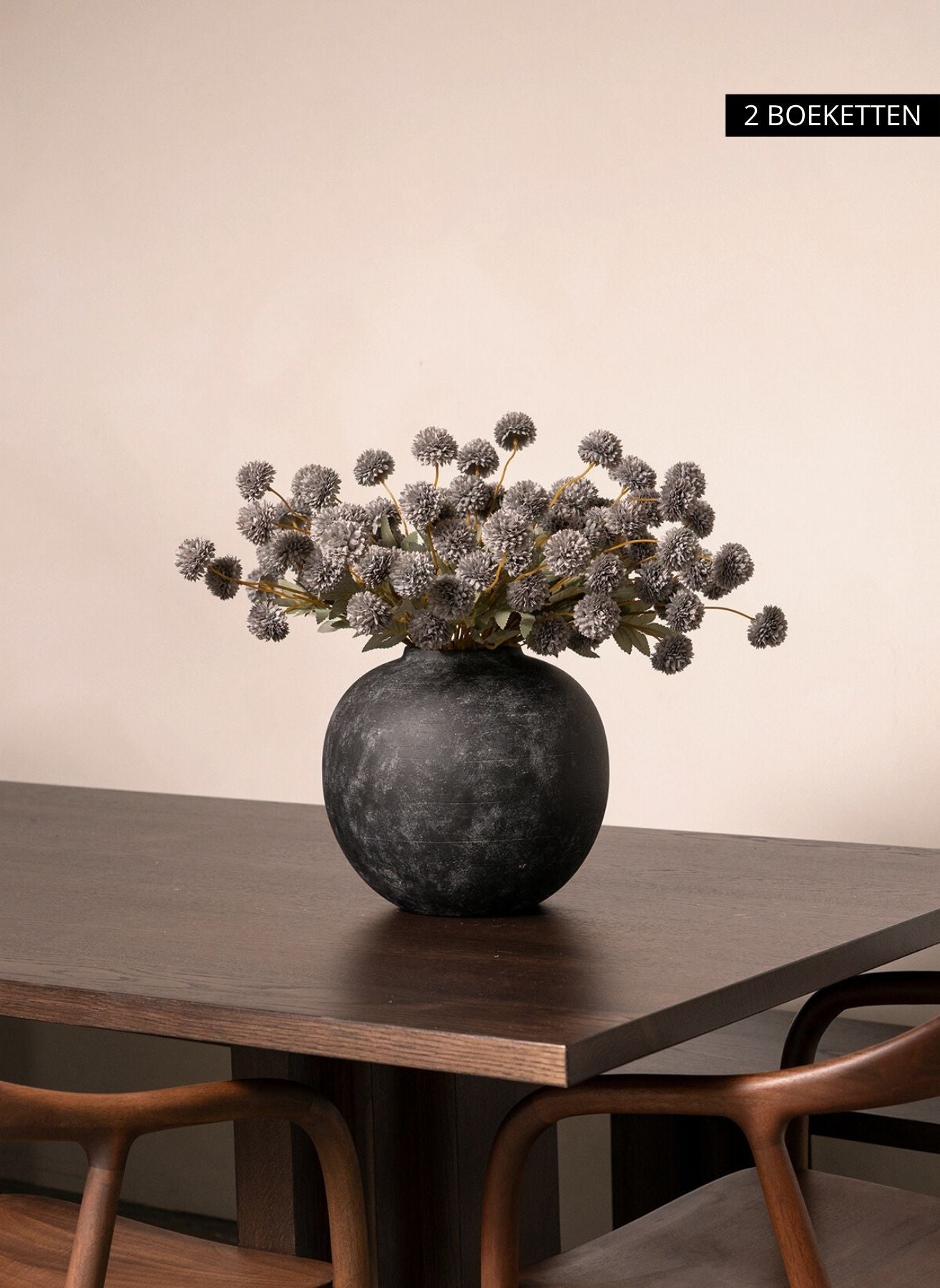 Zijden Kiku Bloemen - Blauwgrijs