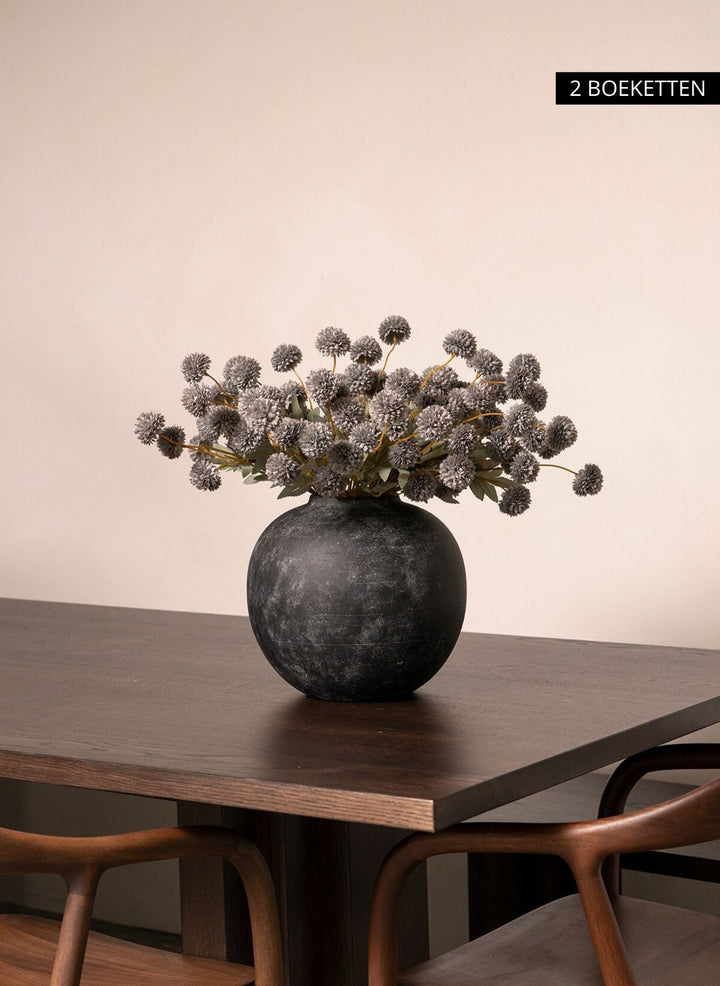 Zijden Kiku Bloemen - Blauwgrijs (10 stengels/ 50 bloemhoofdjes)