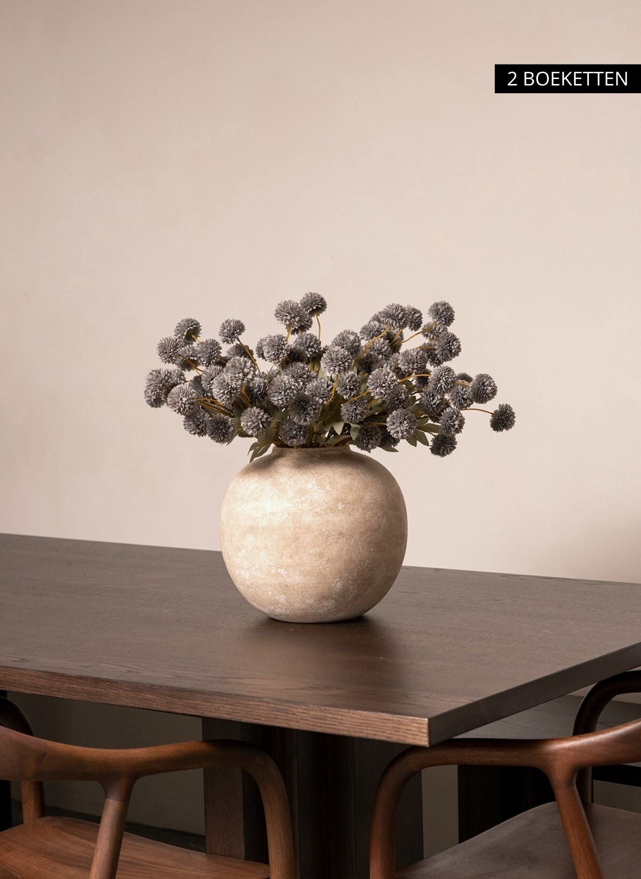 Zijden Kiku Bloemen - Blauwgrijs