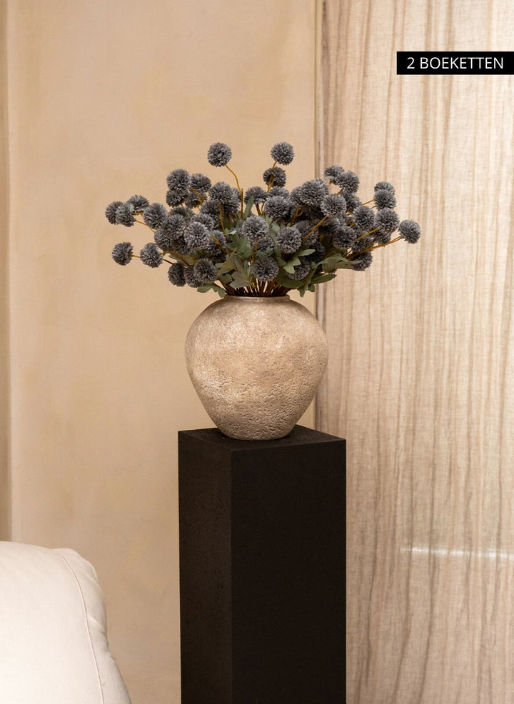 Zijden Kiku Bloemen - Blauwgrijs (10 stengels/ 50 bloemhoofdjes)