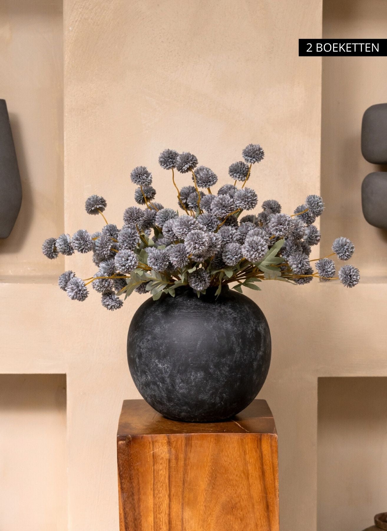 Zijden Kiku Bloemen - Blauwgrijs