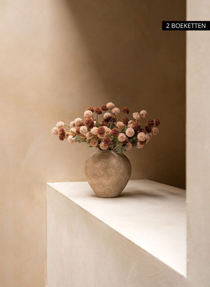 Zijden Kiku Bloemen - Crème Mix (10 stengels/ 50 bloemhoofdjes)