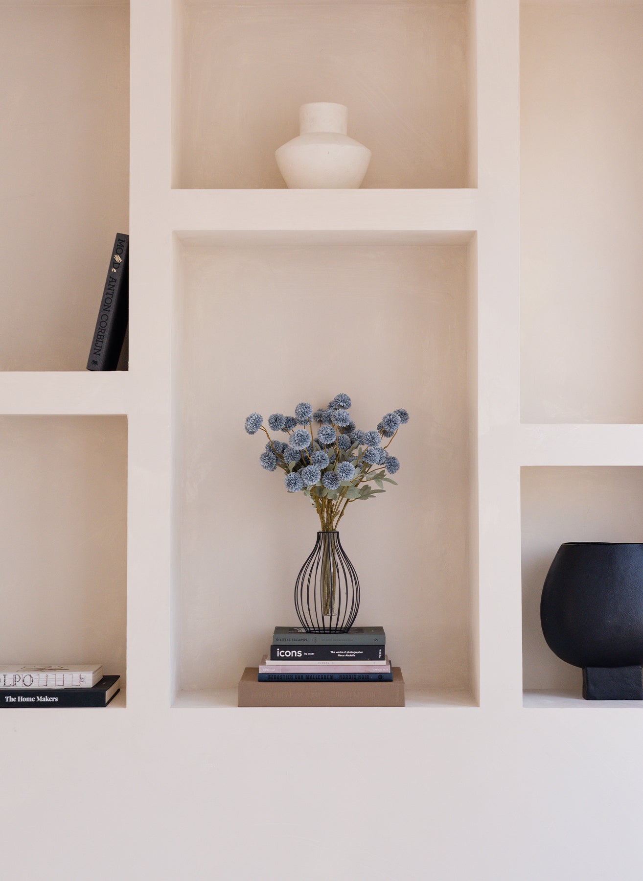 Zijden Kiku Bloemen - Blauwgrijs