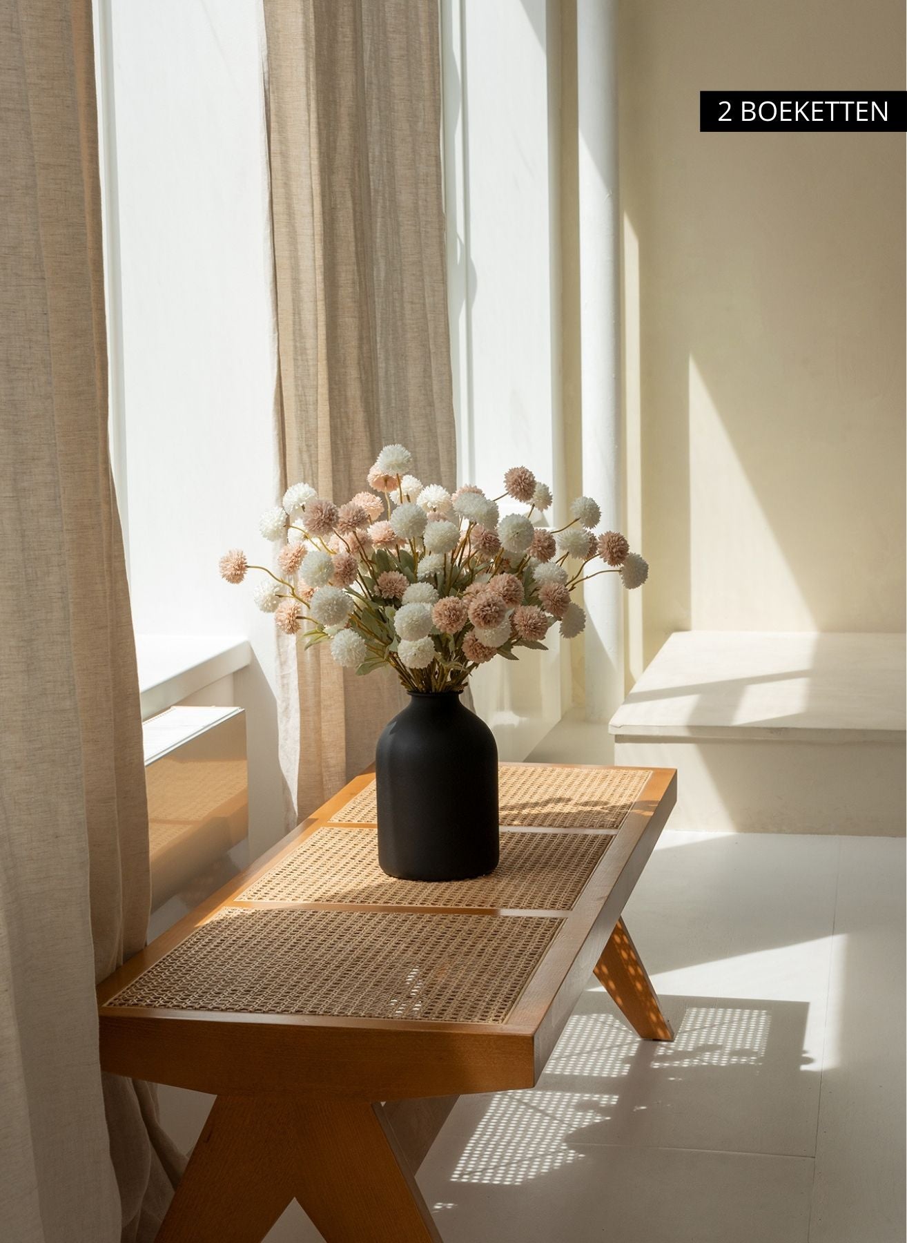 Zijden Kiku Bloemen - Beige Mix