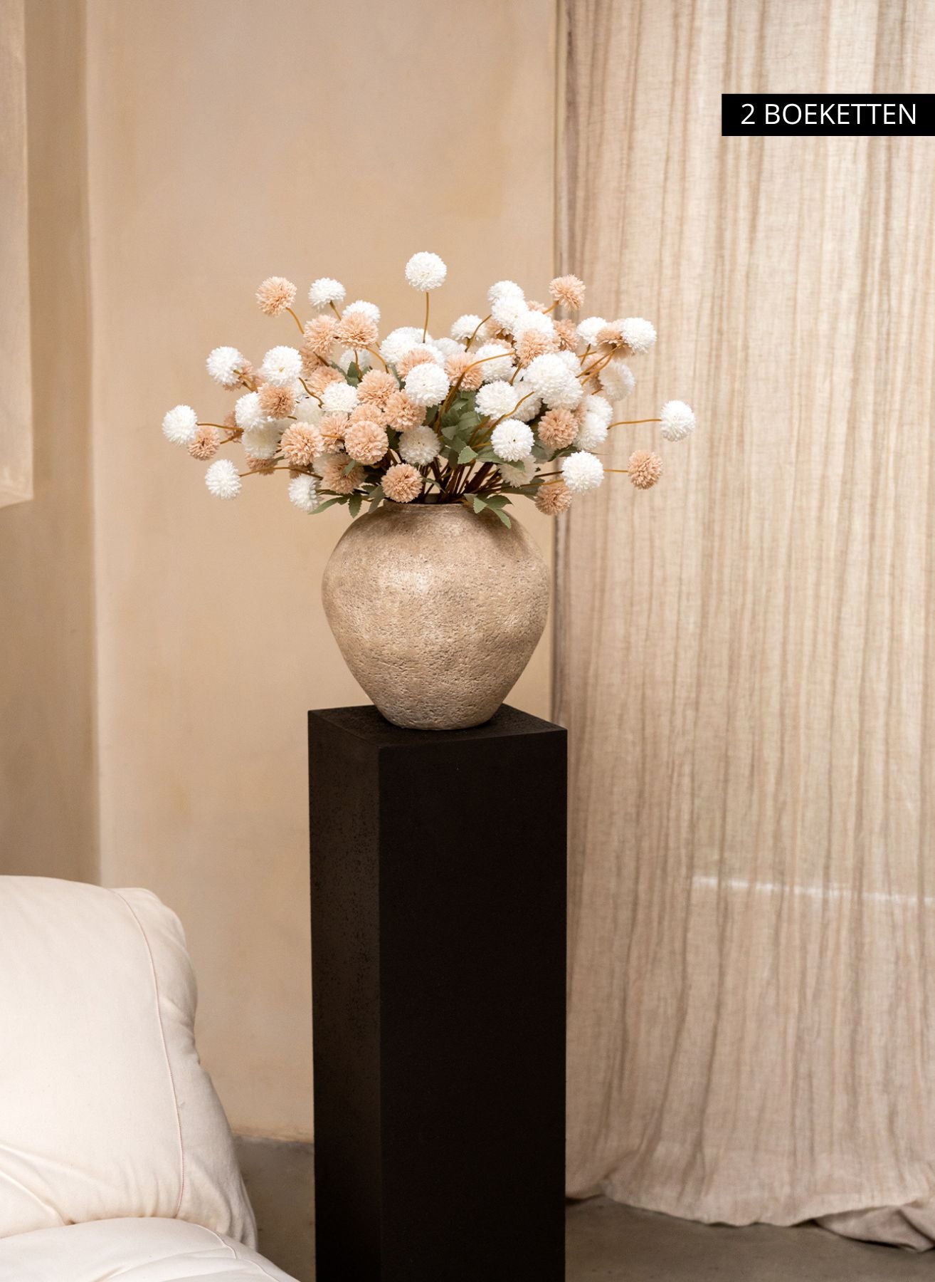 Zijden Kiku Bloemen - Beige Mix