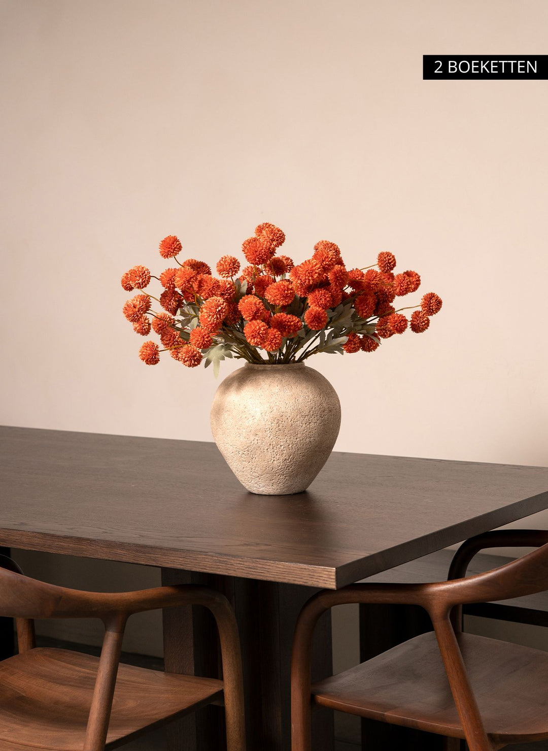 Zijden Kiku Bloemen - Omber (10 stengels/ 50 bloemhoofdjes)