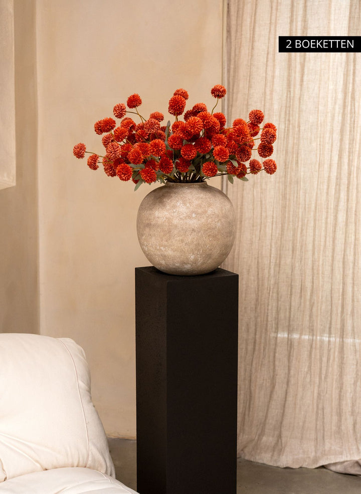 Zijden Kiku Bloemen - Omber (10 stengels/ 50 bloemhoofdjes)