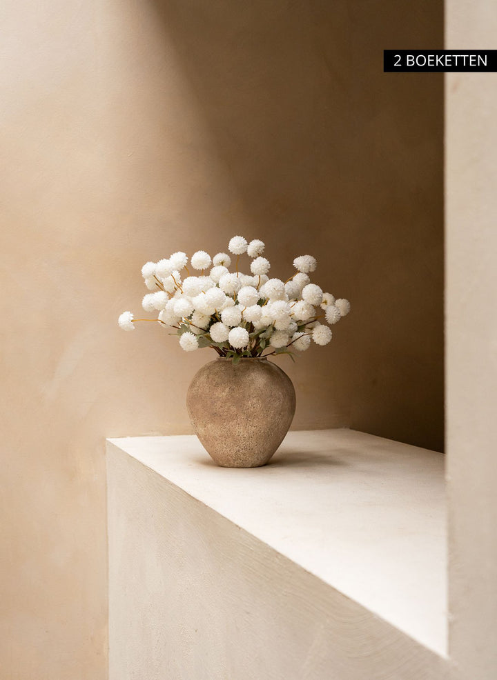 Zijden Kiku Bloemen - Wit (10 stengels/ 50 bloemhoofdjes)