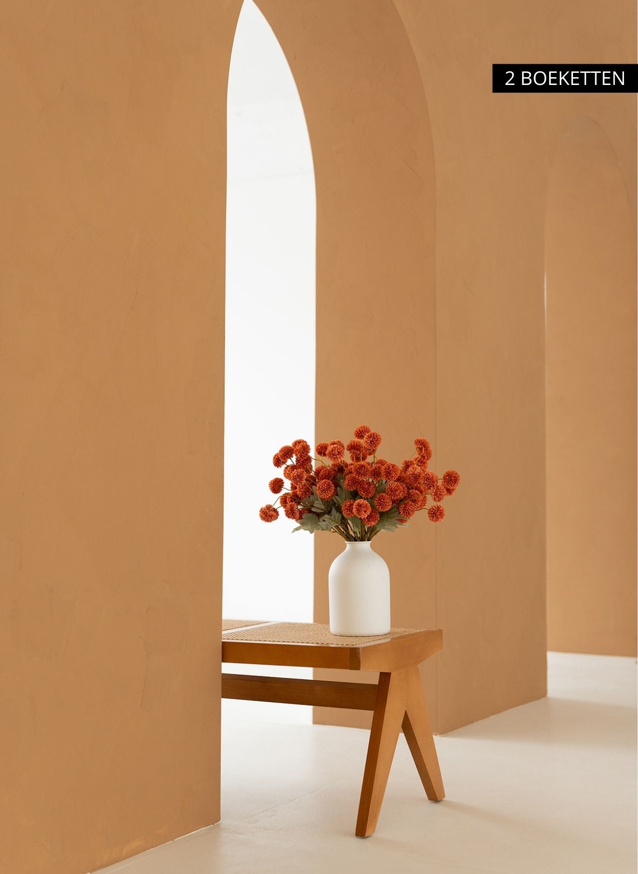 Zijden Kiku Bloemen - Omber